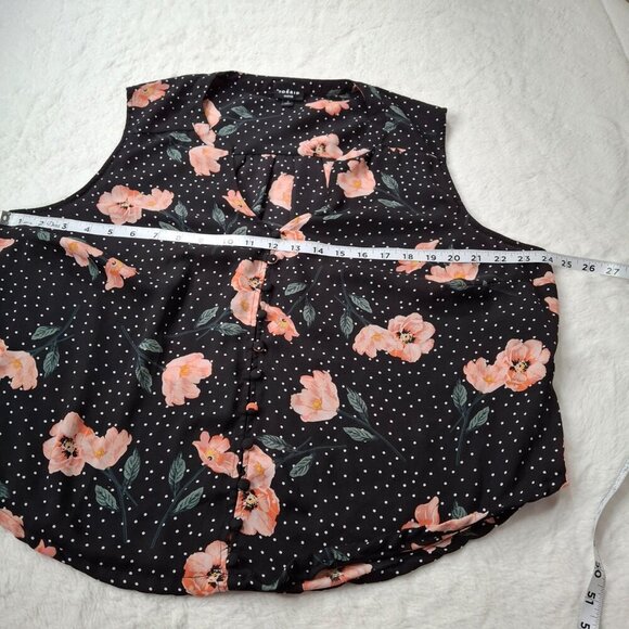Torrid Harper Floral Polka Dot Blouse Sz 2 Crop Button Down Rockabilly Office - Picture 9 of 11